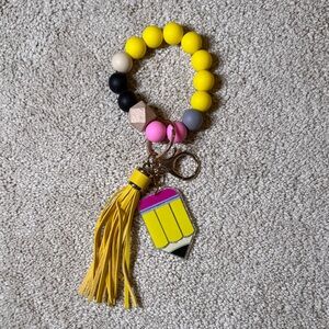 Colorful Beaded Keychain Bracelet with Tassel
